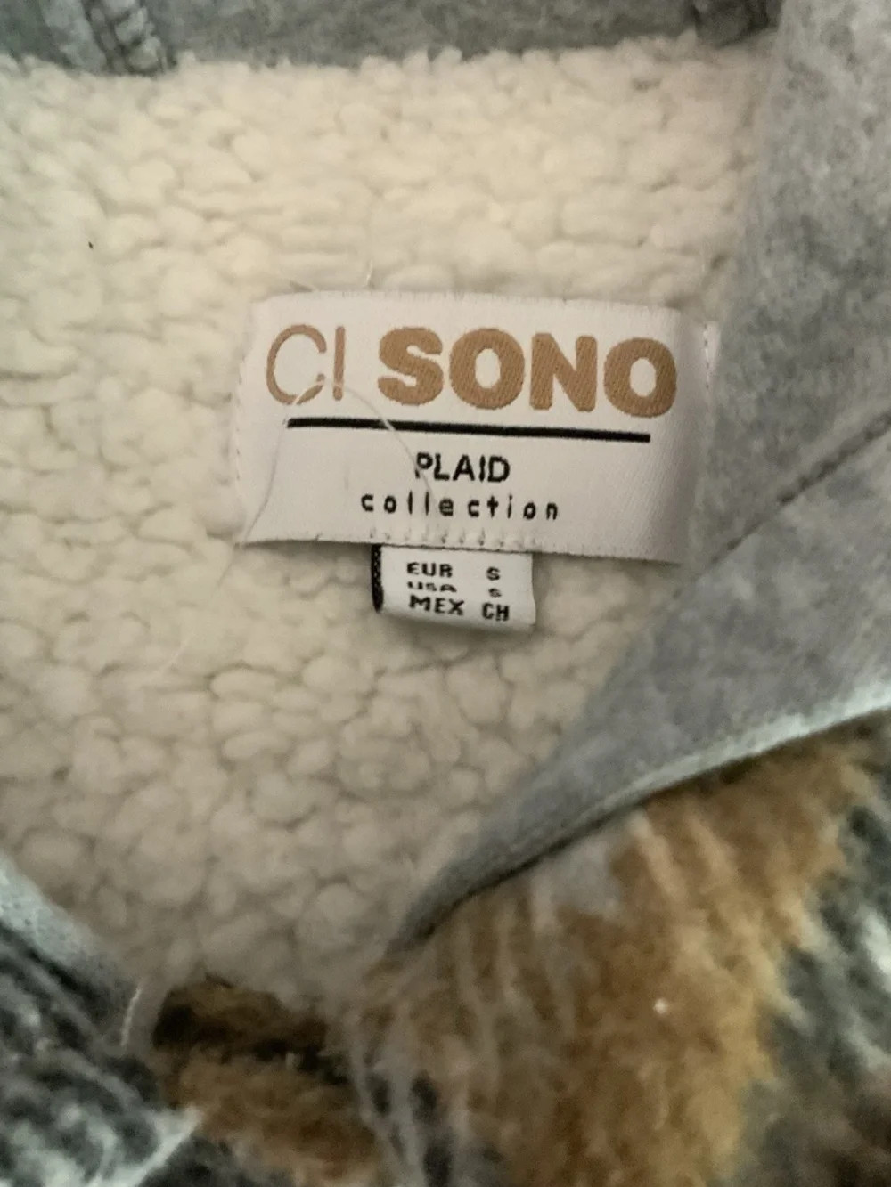 Ci Sono Men's Plaid Collection Cropped Jacket Small Flannel Pocket Hoodie Grey
